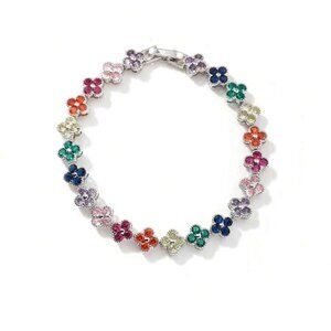 4 leaf clover cubic zirconia gold bracelet